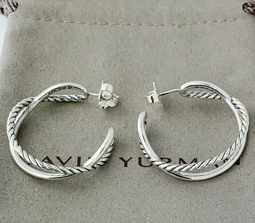 Appraisal: David Yurman Crossover Hoop Earrings David Yurman Crossover Hoop Earrings-Sterling