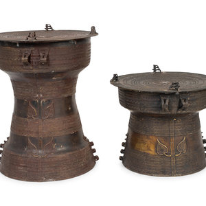 Appraisal: Two Southeast Asian Bronze Rain Drums th Century Height of