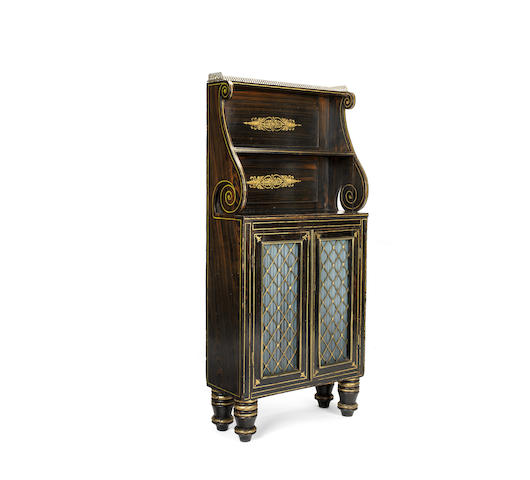 Appraisal: A Regency simulated rosewood and decorated chiffonier the brass galleried