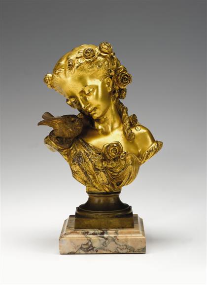 Appraisal: Auguste-Joseph Peiffer French - gilt bronze bust of a young