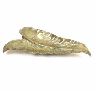 Appraisal: Gold Metal Leaf Form Dish Gold metal leaf form dish