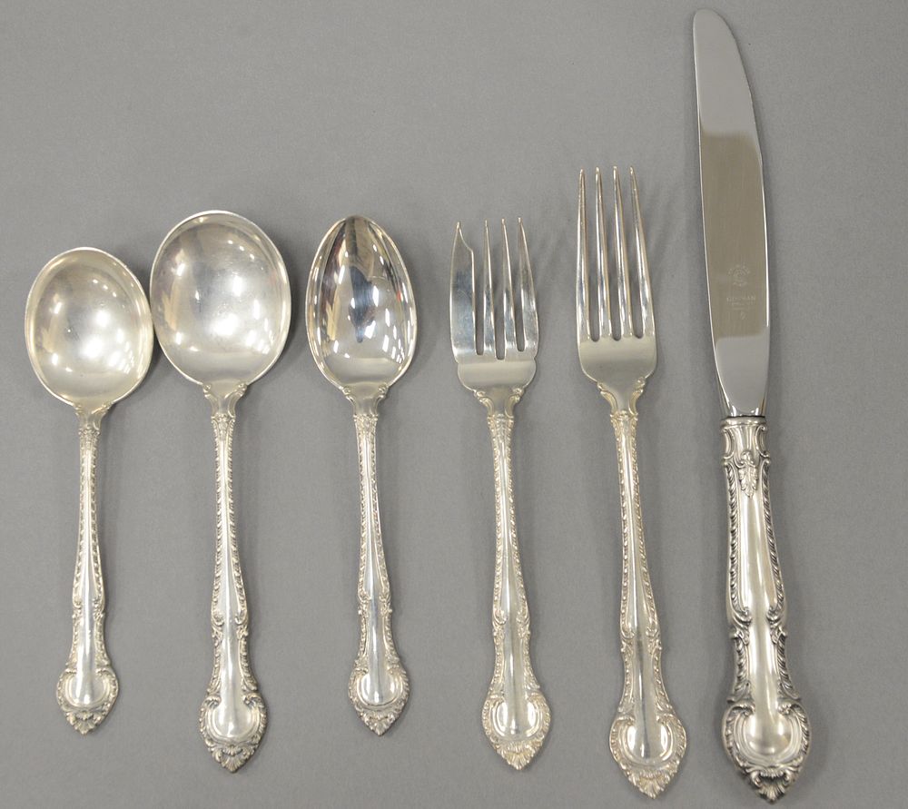 Appraisal: Sixty-one piece Gorham English Gadroon Sterling silver flatwear set to