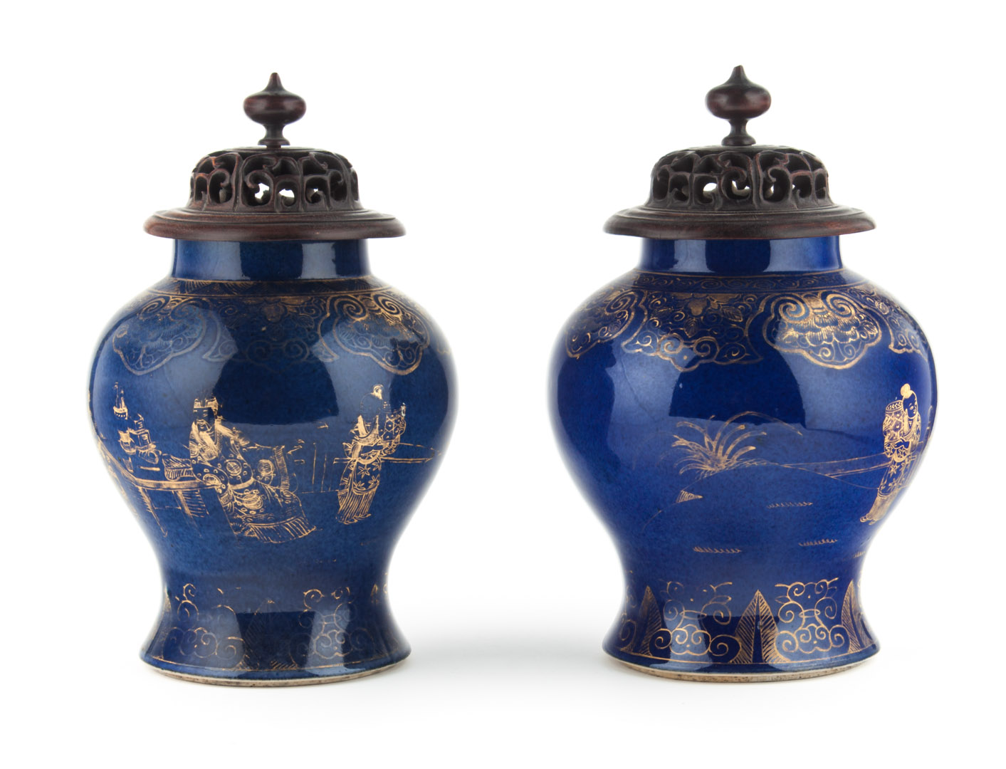 Appraisal: Pair of Chinese blue monochrome vases circa probably Kang Xi