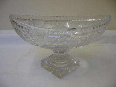 Appraisal: A LARGE CUT GLASS BOWL of boat form cut with