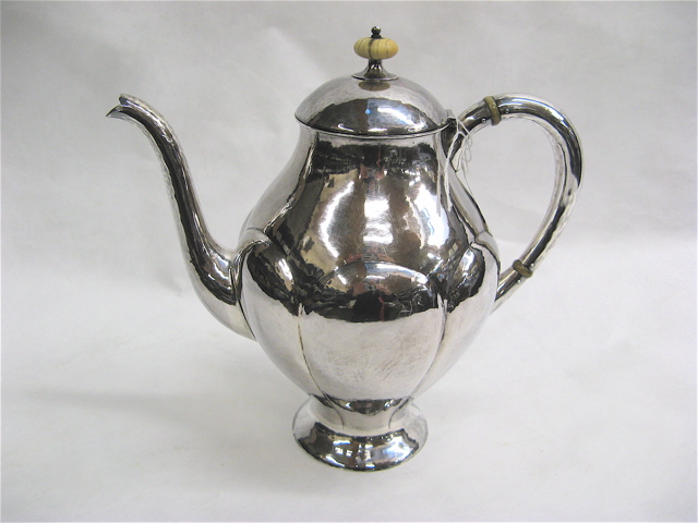 Appraisal: THE KALO SHOP ARTS CRAFTS STERLING COFFEE POT hand wrought