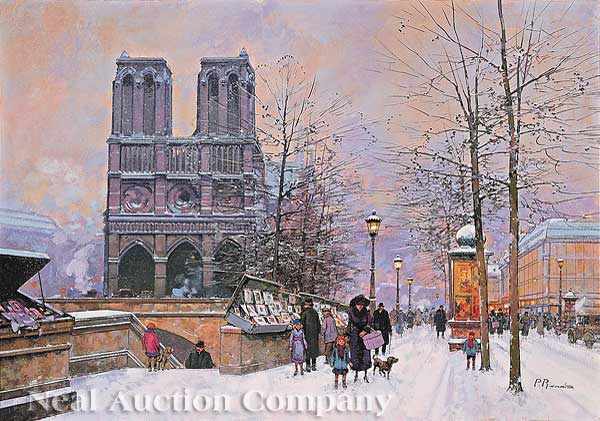 Appraisal: Paul Renard French - Parisian Street Scene oil on canvas