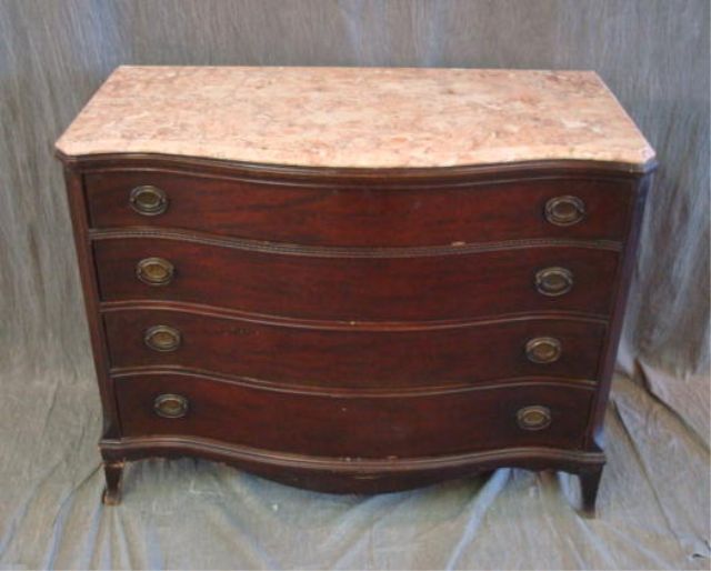 Appraisal: Mahogany Bowfront Marbletop Chest From a West End Ave NYC