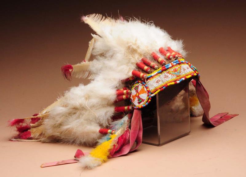 Appraisal: Beaded Native American Headdress This headdress has beadwork and feathers