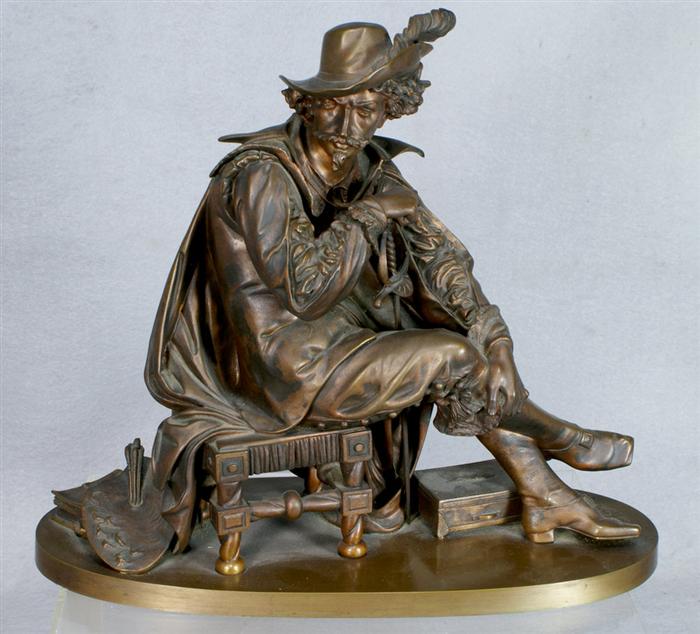 Appraisal: Jean Louis Gregoire French - bronze sculpture of a seated