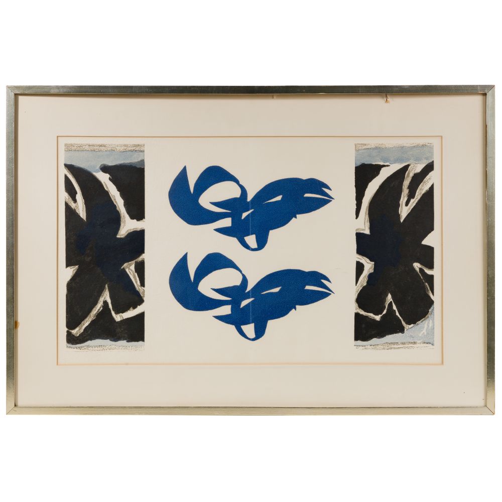 Appraisal: GEORGES BRAQUE FRENCH - WOODBLOCK PRINTUnsigned black and blue abstract