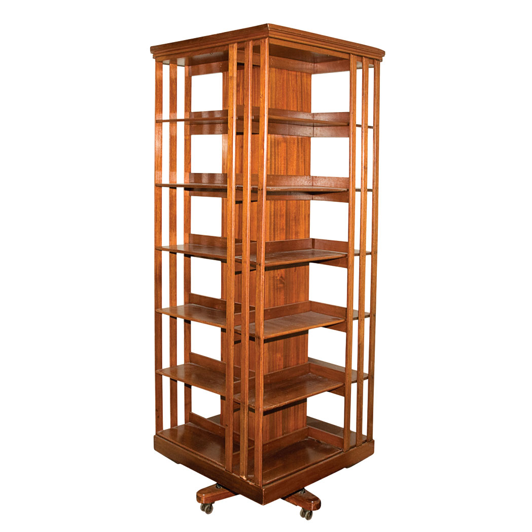 Appraisal: Danish Modern Style Fruitwood Revolving Bookcase Height feet inches inches