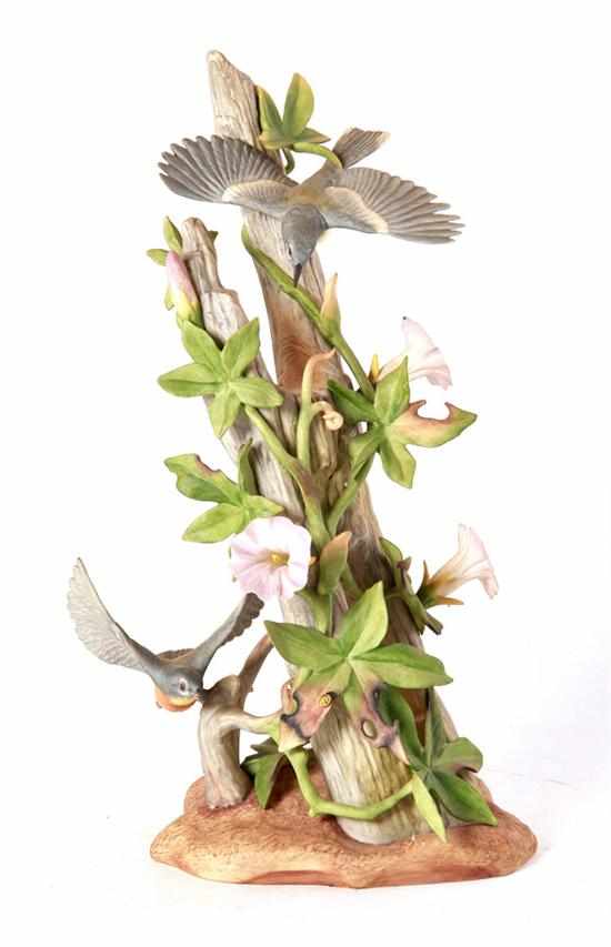 Appraisal: Boehm porcelain Parula Warblers with Morning Glories figure marked on