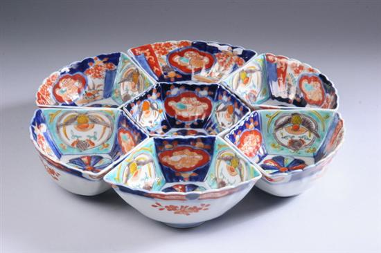 Appraisal: SEVEN PIECE JAPANESE IMARI PORCELAIN SWEET MEAT SET Meiji period