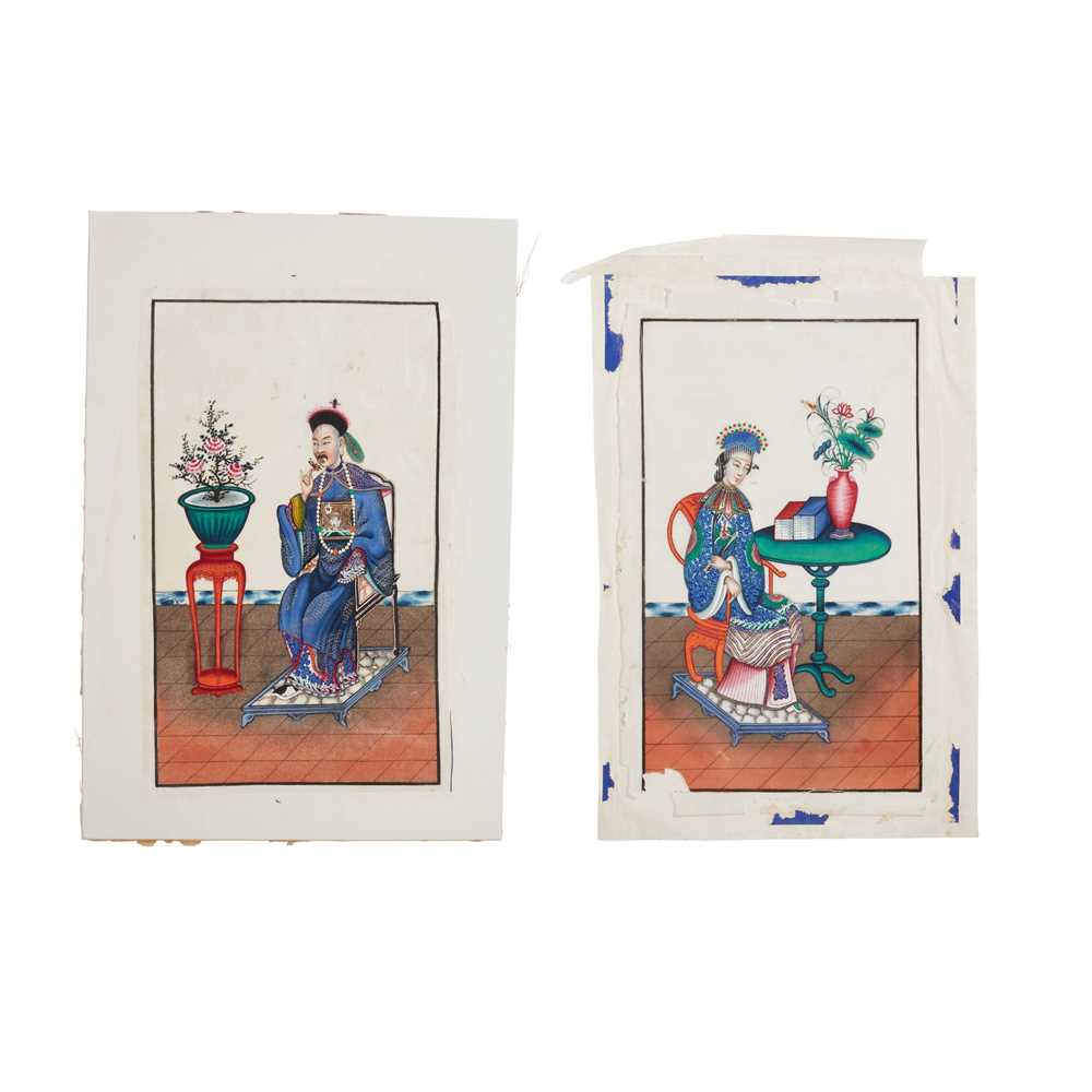 Appraisal: TWO PITH PAINTINGS OF FIGURES LATE QING DYNASTY-REPUBLIC PERIOD TH-