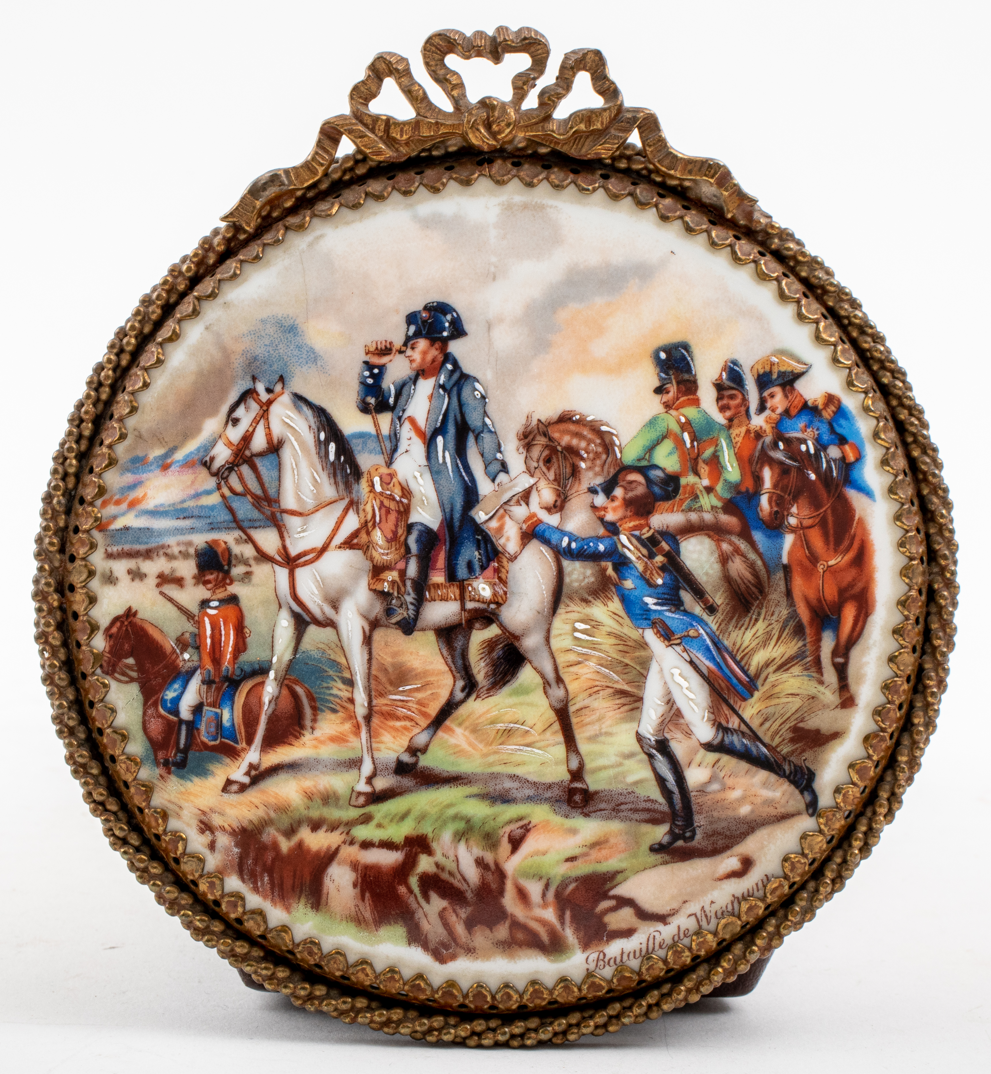 Appraisal: NAPOLEON AT BATTLE OF WAGRAM PORCELAIN PLAQUE Napoleon at the