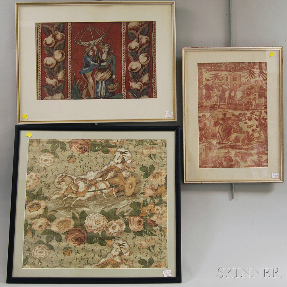 Appraisal: Six Framed Wallpaper and Textile Fragments including an th century