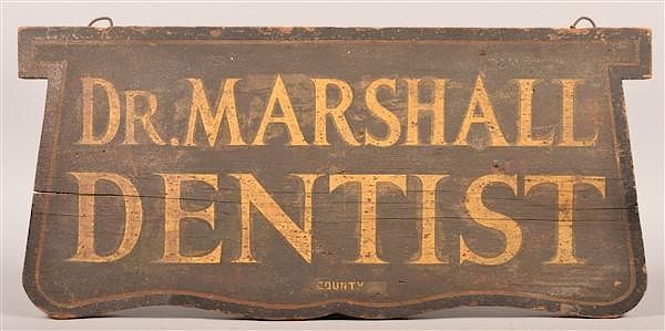 Appraisal: Antique Painted Wood Dentist's Trade Sign Antique Double Sided Painted