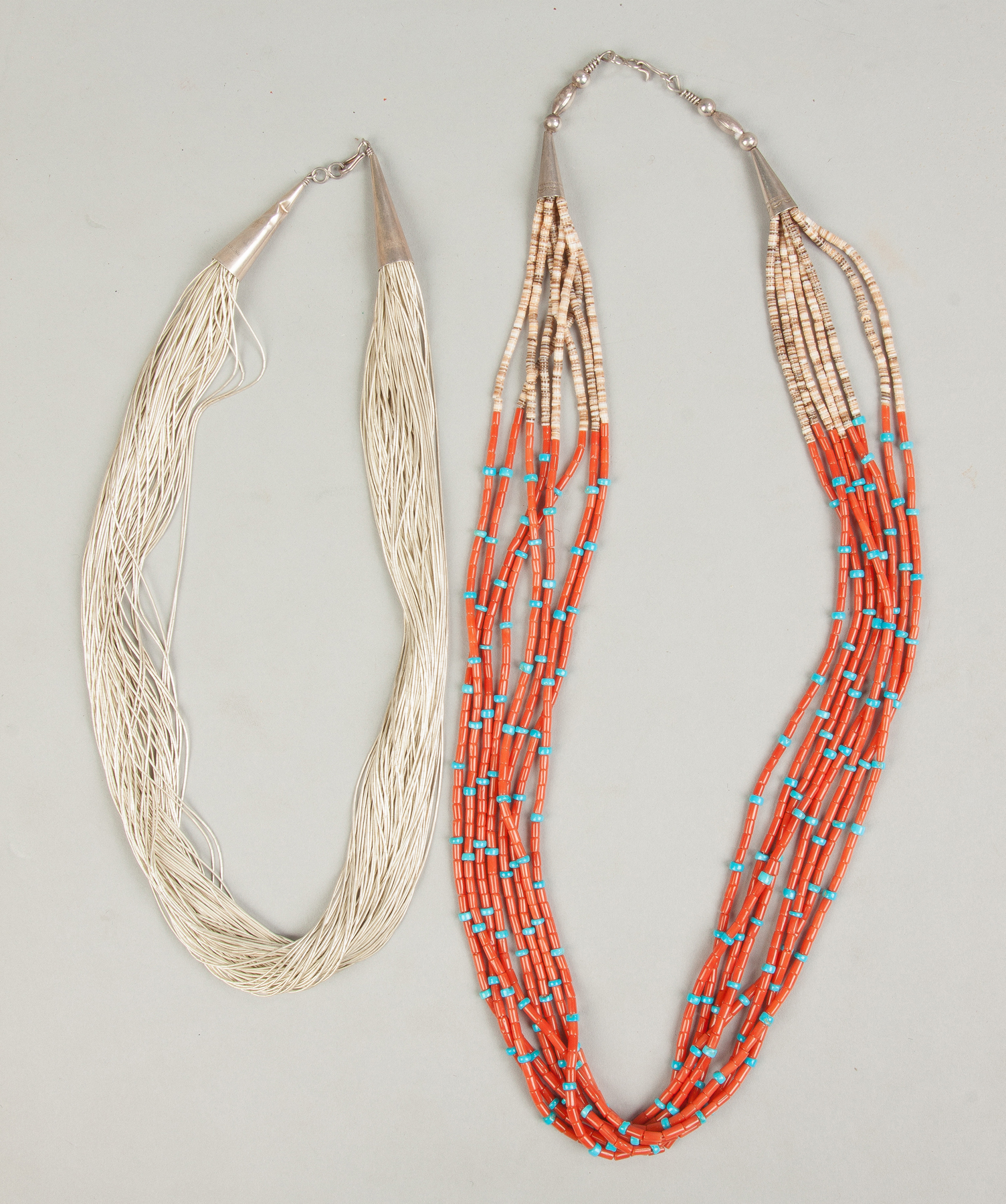 Appraisal: Sterling Silver Coral Turquoise Necklaces