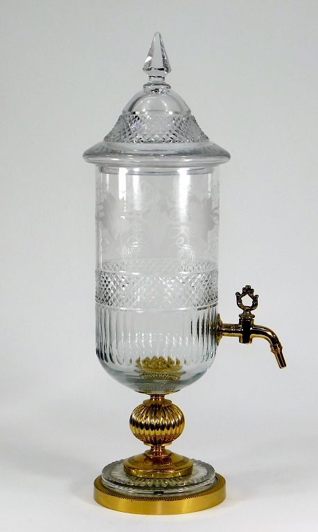 Appraisal: French Gilt Bronze Crystal Spigot Apothecary Jar France th Century