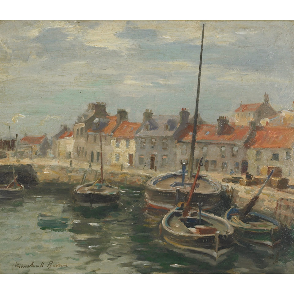 Appraisal: William Marshall Brown - Scottish EYEMOUTH HARBOUR Oil on board