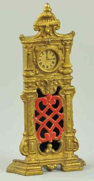 Appraisal: ORNATE HALL CLOCK WITH PAPER FACE STILL BANK Hubley cast