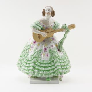 Appraisal: Herend Deryne Lady with Guitar Handpainted Porcelain Figurine Herend Deryne