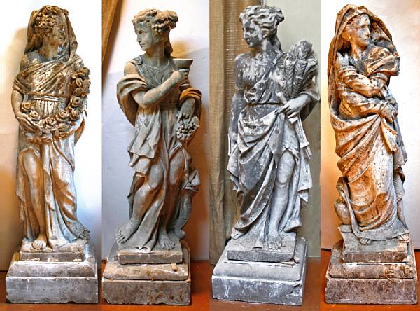 Appraisal: A fine set of French Neoclassical limestone figures of the