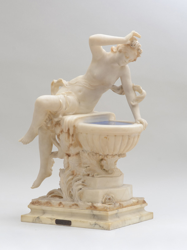 Appraisal: ITALIAN FIGURAL CARVED MARBLE LAMP Modeled as a nude nymph