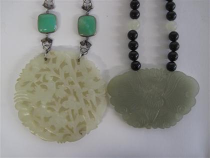 Appraisal: Two Chinese openwork jade pendants th th century