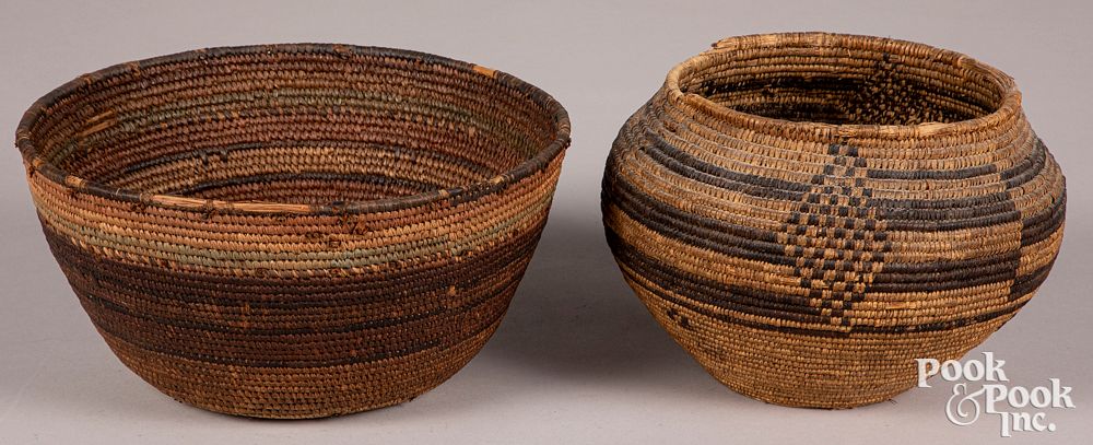 Appraisal: Two early tribal baskets Two early tribal baskets largest -