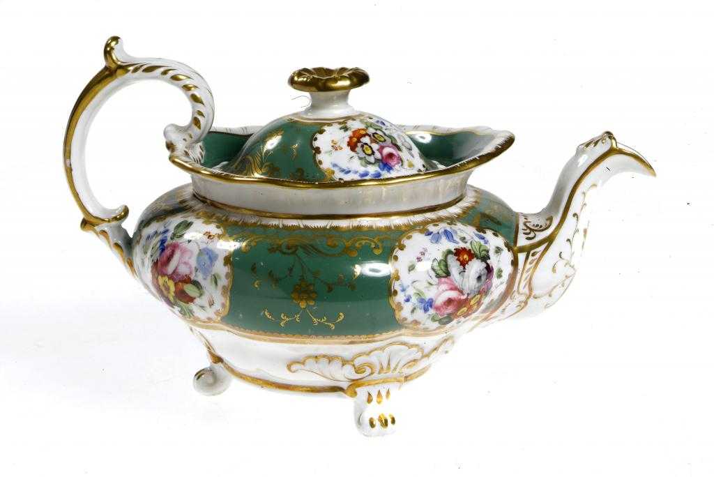 Appraisal: A MINTON TEAPOT AND COVER of French shape painted with