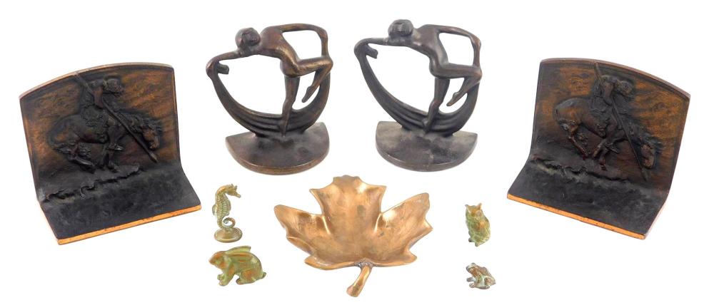 Appraisal: Metal desk Aaccessories nine pieces including bronze Art Nouveau style