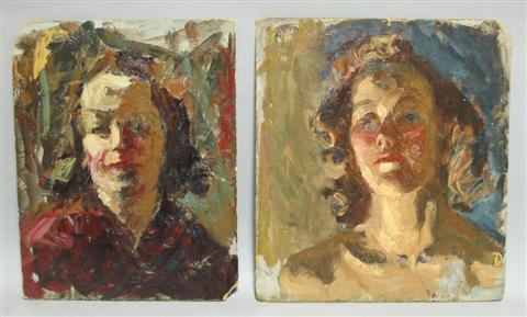 Appraisal: JESSE DEVINEY AMERICAN - PORTRAIT STUDIES ARE DOUBLE SIDED Portrait