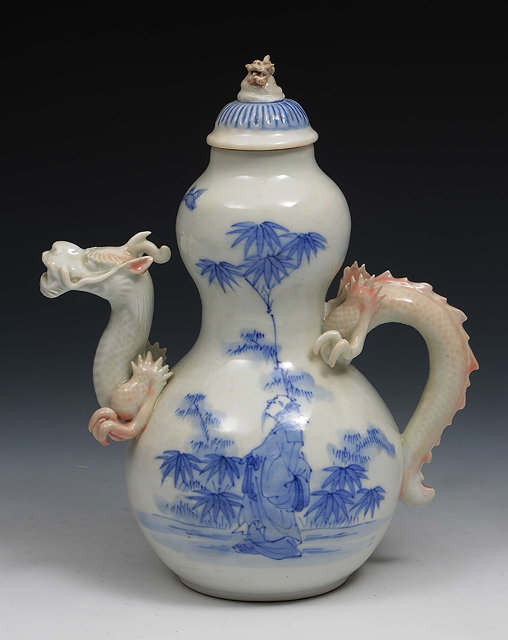 Appraisal: A Japanese blue and white Hirado porcelain ewer and cover