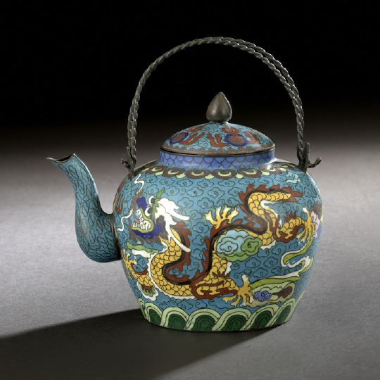 Appraisal: Chinese Cloisonne Enamel Teapot Republican Period - the bulbous body