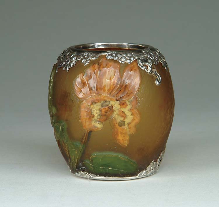 Appraisal: BERGEN SCHVERER CAMEO VASE Floral cameo decoration in colors of