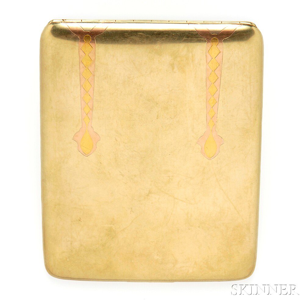 Appraisal: kt Bicolor Gold Cigarette Case Durand Co the plain polished