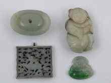 Appraisal: Four Chinese jade pieces all pierced as pendants one in