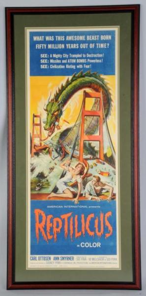 Appraisal: Framed Reptilicus Science-Fi Movie Insert Poster Description Framed under glass