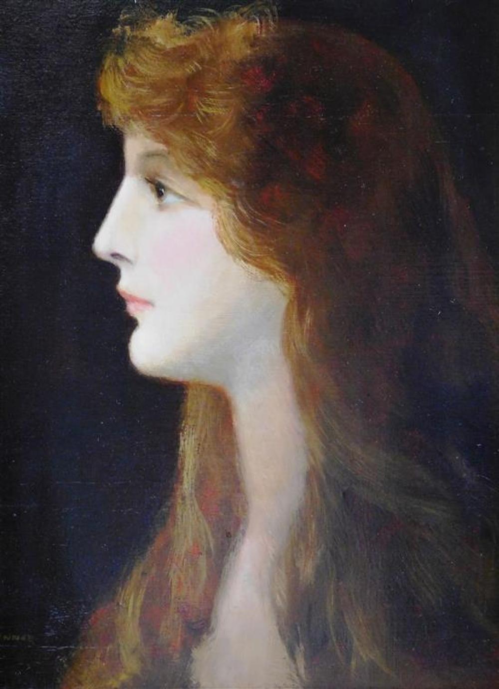 Appraisal: Jean-Jacques Henner France - oil on canvas portrait of woman