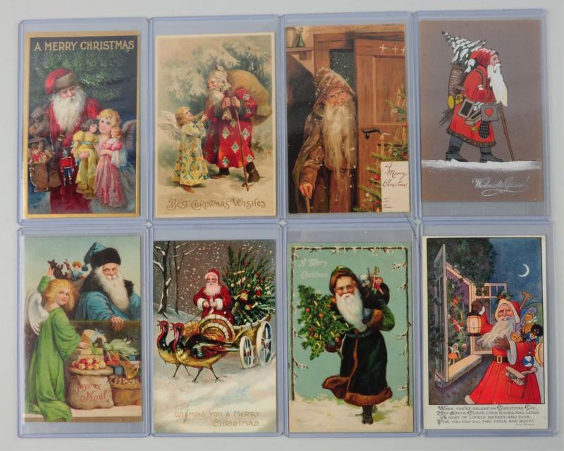 Appraisal: Lot of Santa Postcards Lot has five with various red