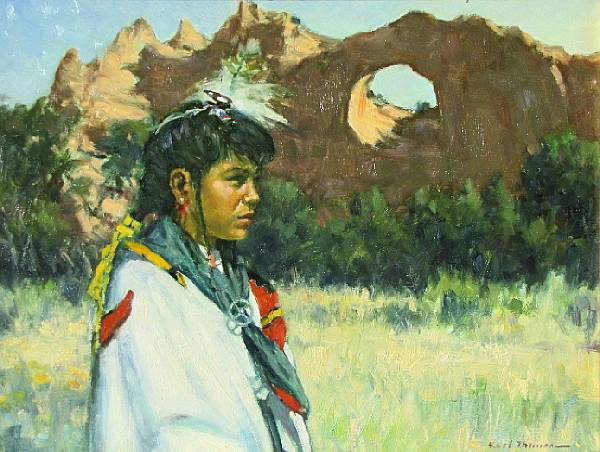 Appraisal: Karl Thomas American born Girl from Window Rock signed 'Karl