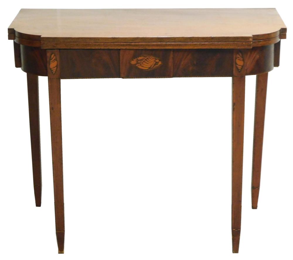 Appraisal: Card table American c mahogany and mahogany veneer oblong flip