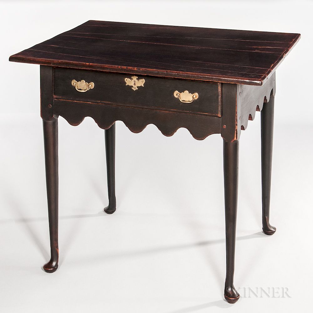 Appraisal: Queen Anne One-drawer Table Queen Anne One-drawer Table Connecticut c