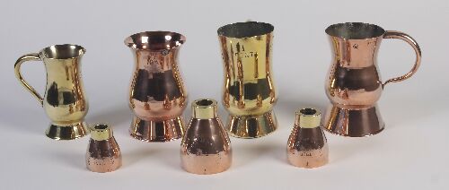 Appraisal: A group of seven th century copper pint measures mainly