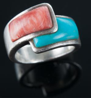 Appraisal: Turquoise Agate Sterling Bypass Ring Southwestern in design marked to