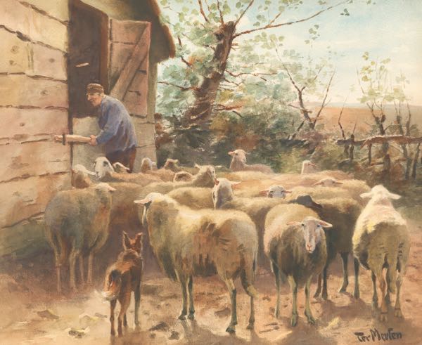 Appraisal: FRANS PIETER TER MEULEN DUTCH - x Shepherd and Flock