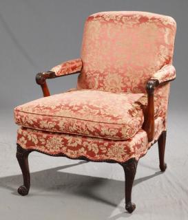 Appraisal: George III-Style Mahogany Armchair th c in the rococo taste