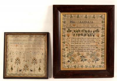 Appraisal: Two needlework samplers dated and