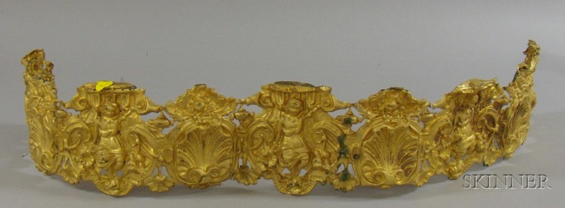 Appraisal: Continental Gilt Molded Brass Figural Cornice approx ht lg in